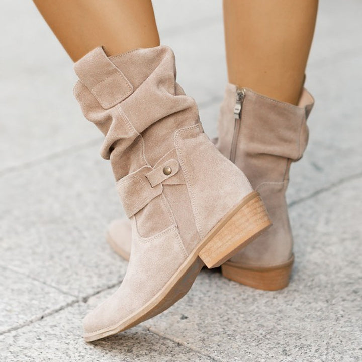 Halbhohe Damen Westernstiefel aus Wildleder