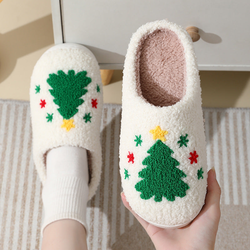 Flauschige Weihnachtshausschuhe mit gesticktem Samichlaus