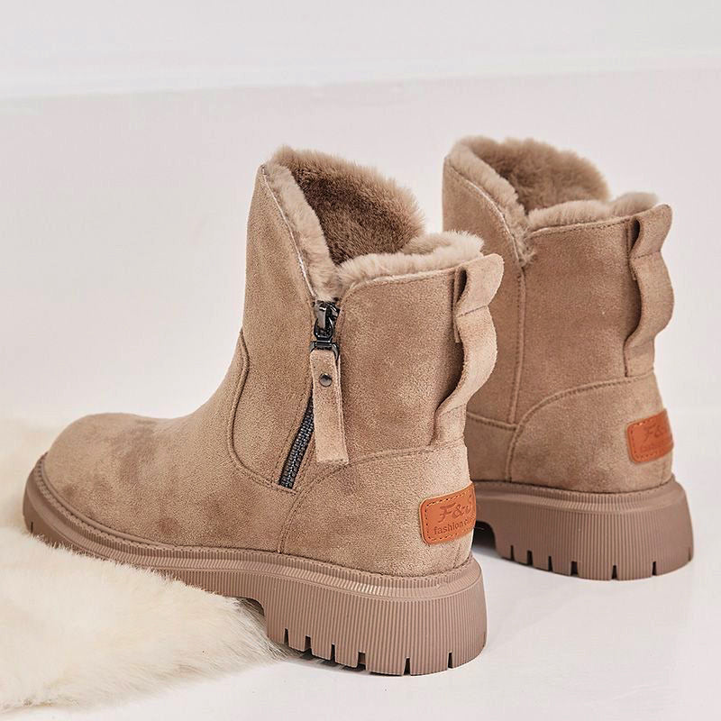 Gefütterte Damen Schneestiefel mit Plüschumschlag
