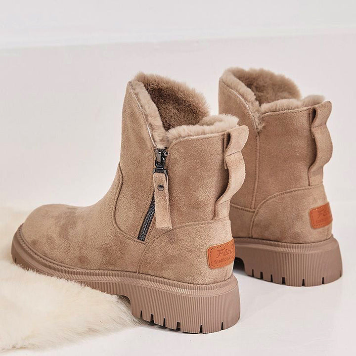 Gefütterte Damen Schneestiefel mit Plüschumschlag