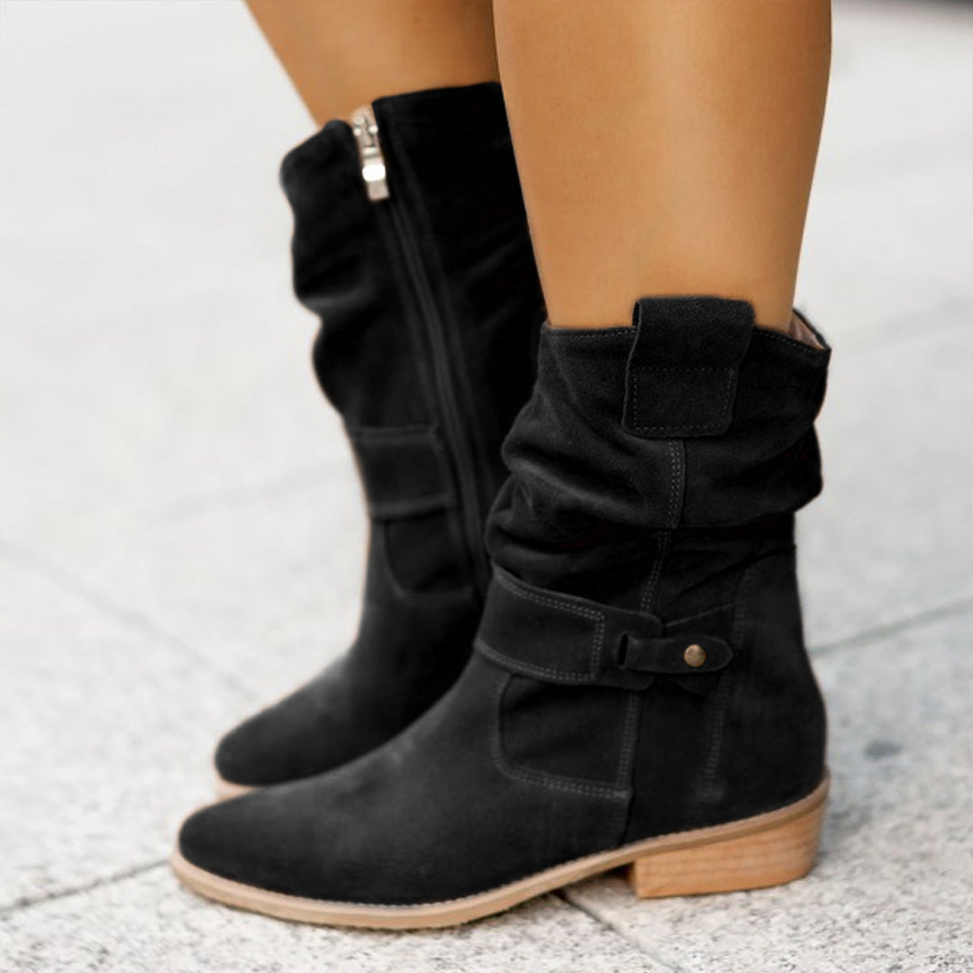Halbhohe Damen Westernstiefel aus Wildleder