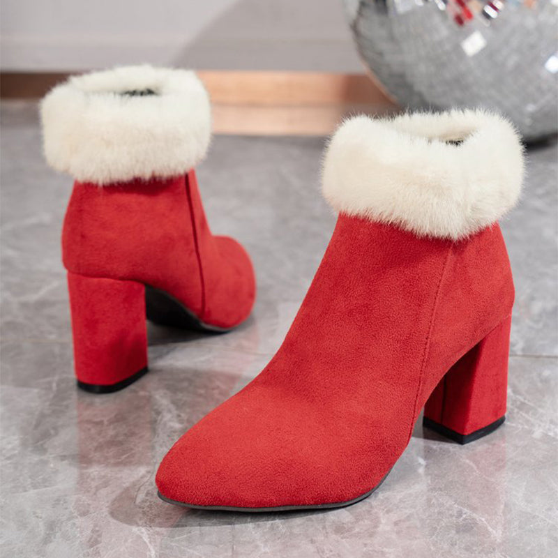 Karierte Damen Stiefeletten mit Blockabsatz