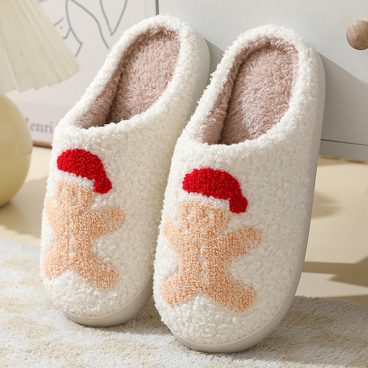 Flauschige Weihnachtshausschuhe mit gesticktem Samichlaus