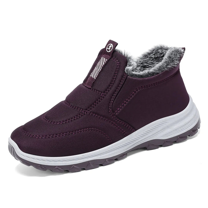 Damen Slip-On Winterschuhe mit Reißverschluss und Profilsohle