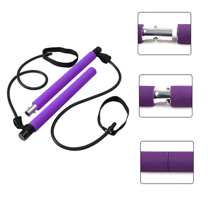 Pilates-Stange mit Widerstandsbändern und Tasche
