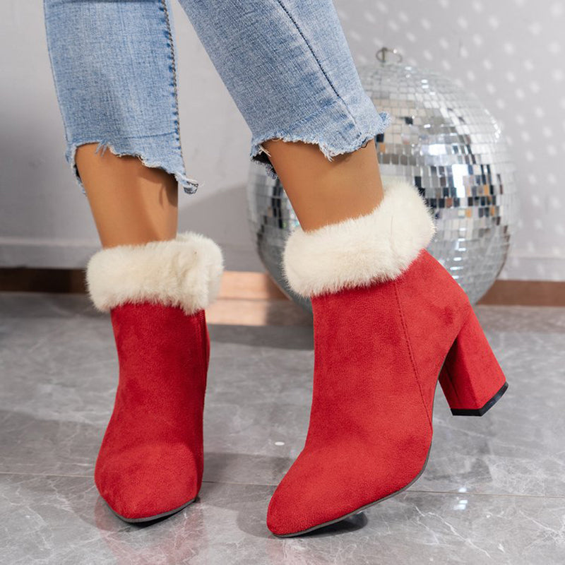 Karierte Damen Stiefeletten mit Blockabsatz