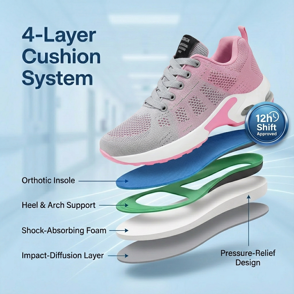 Orthora Pro – Schuhe für 12-Stunden-Schichten zur Linderung von Fuß-, Knie- und Rückenschmerzen