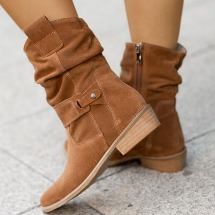 Halbhohe Damen Westernstiefel aus Wildleder