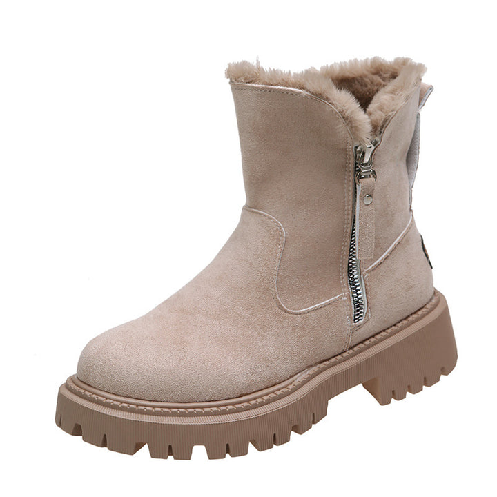 Gefütterte Damen Schneestiefel mit Plüschumschlag