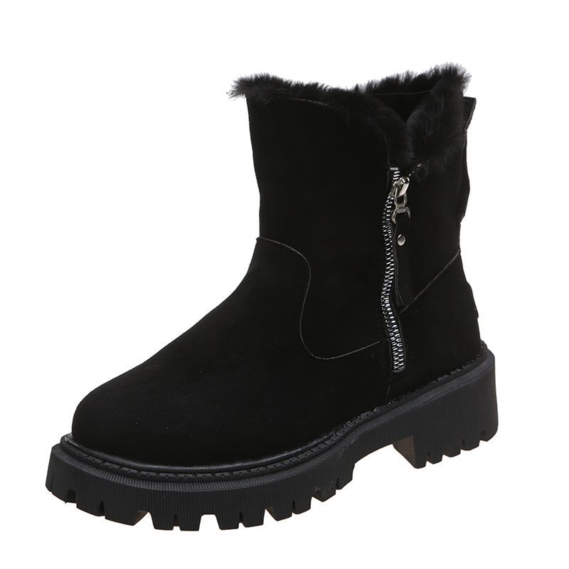 Gefütterte Damen Schneestiefel mit Plüschumschlag