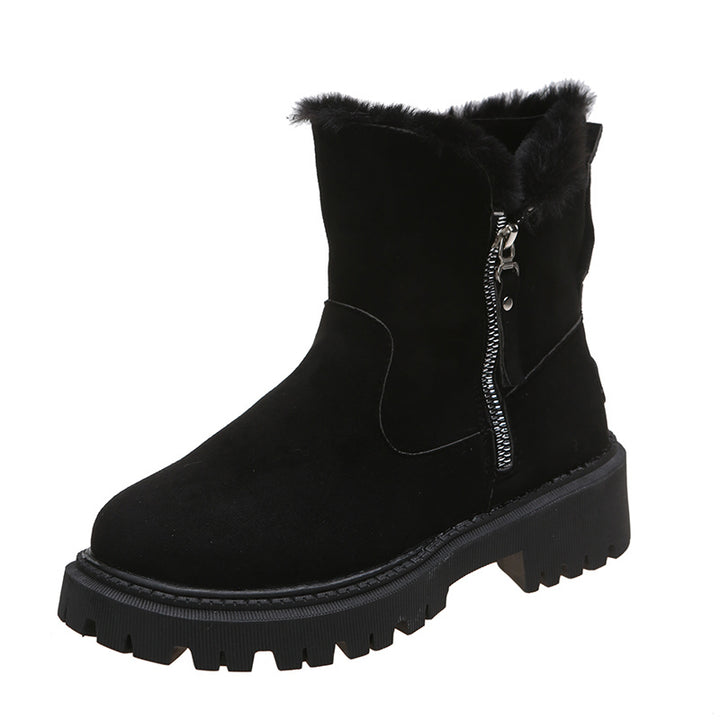 Gefütterte Damen Schneestiefel mit Plüschumschlag