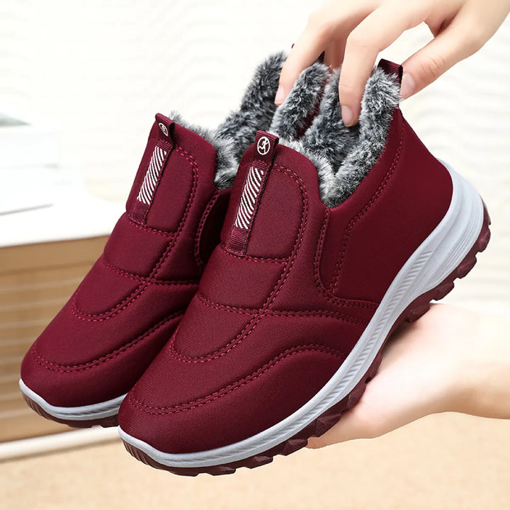 Damen Slip-On Winterschuhe mit Reißverschluss und Profilsohle