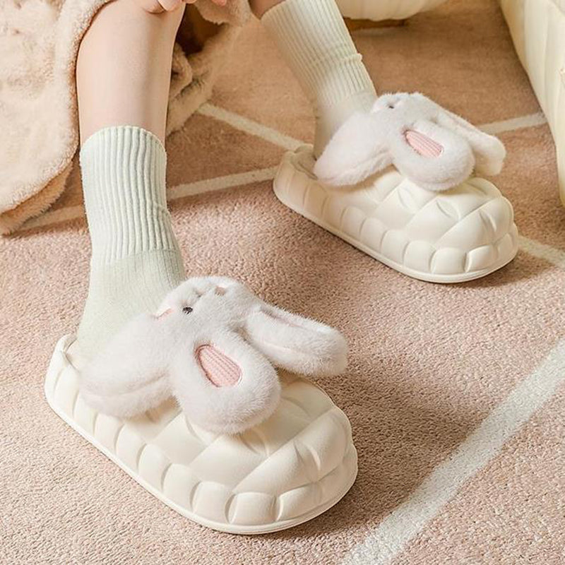 Flauschige Hasen-Hausschuhe in Rosa mit Klett