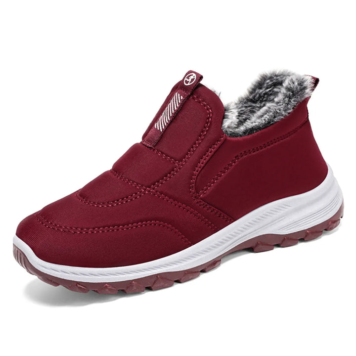 Damen Slip-On Winterschuhe mit Reißverschluss und Profilsohle